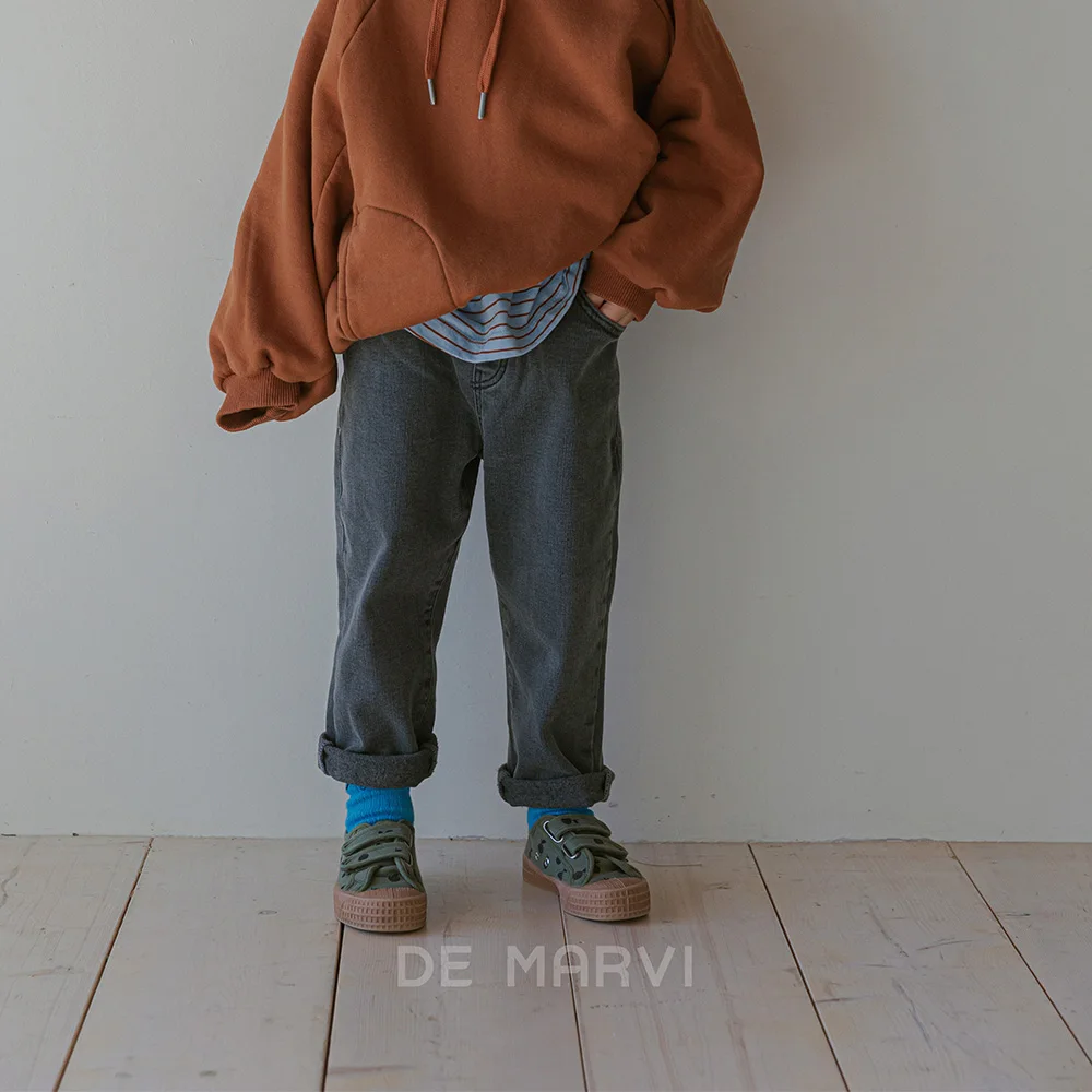 DE MARVI Kids Toddler Fleece Spandex Elastic Waist Denim pants Boys Girls Winter Jean Wholesale Korean Manufacturer MADE IN KORE