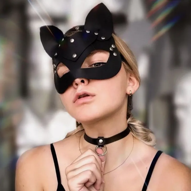 Пикантная маска кошки на половину лица для косплея сверхмягкая искусственная кожа Хэллоуина маскарада карнавала вечеринки ночного клуба развлекательные маски