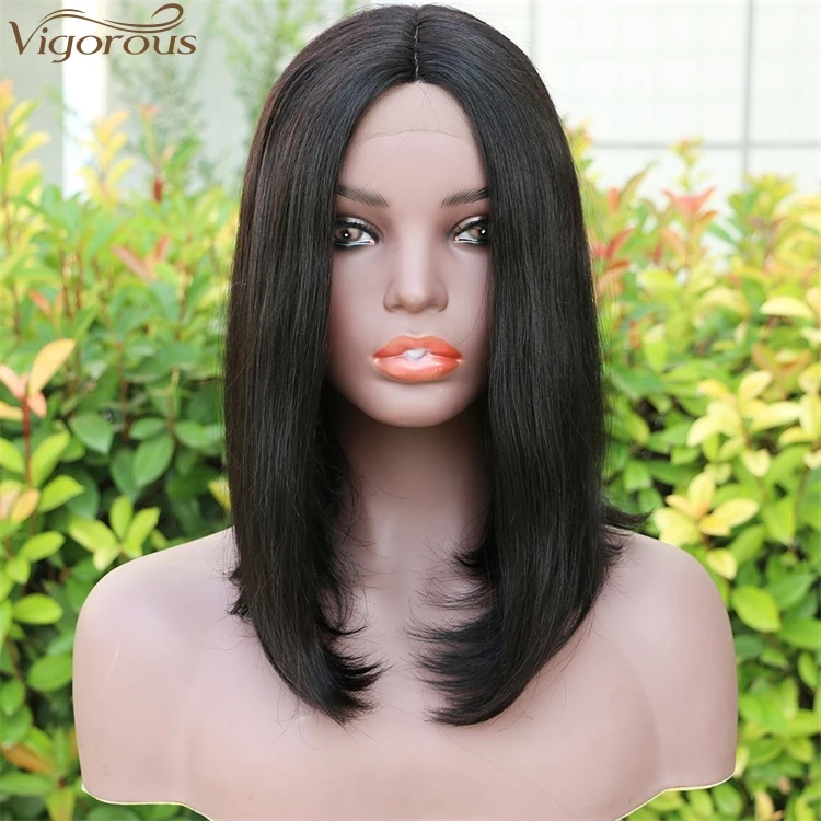 Vigorous 14 inches Human Hair Lace Front Wigs for Black Women Brazilian Hair Straight Bob Wigs 100% Real Hair Wigs