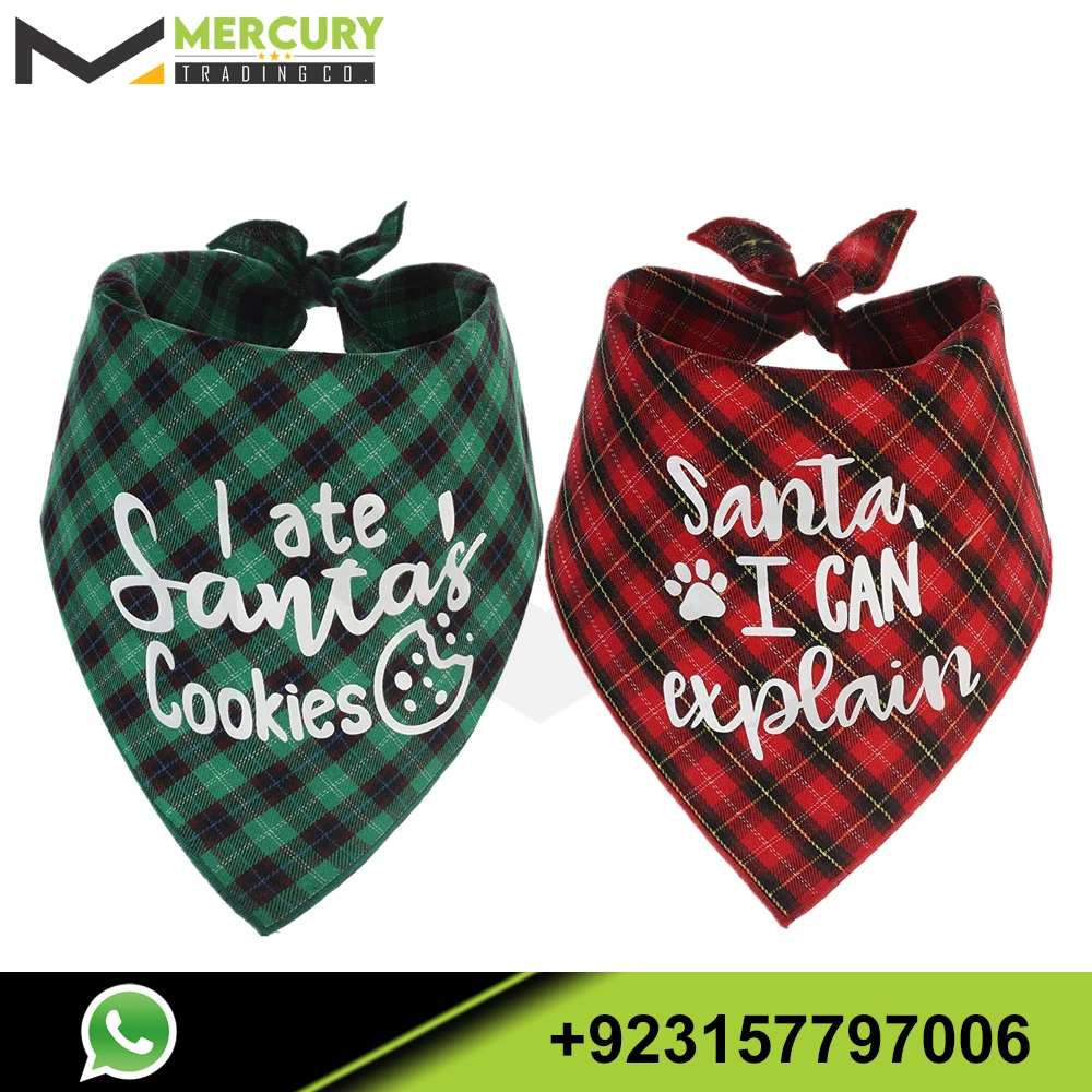 Dog Christmas Scarf 2 Pack Plaid Pets Bandana Triangle Bibs Kerchief Set Wholesale Pet Accessories Pet Clothes Dog Wear