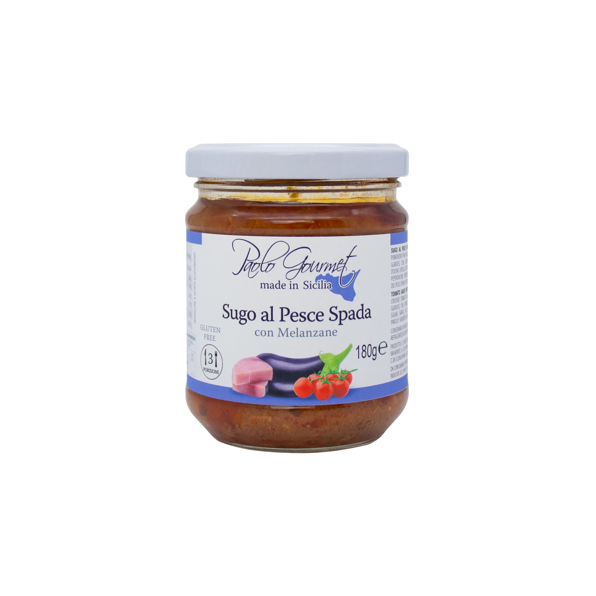 
High Quality 180 g Tomato sauce with Swordfish Made in Italy Authentic Natural Italian Food Sicily Farm 