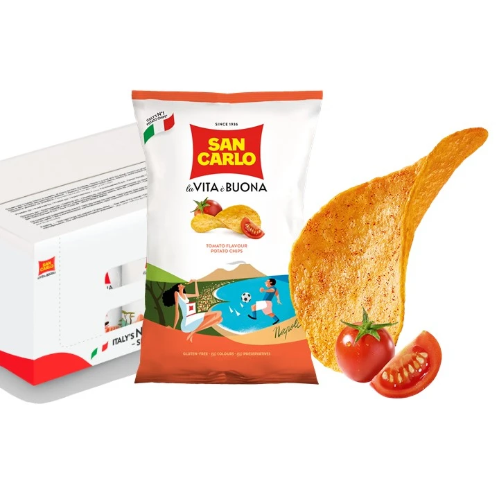 Made in Italy San Carlo sweet Italian cherry tomato potato chips tomato flavor gr 150