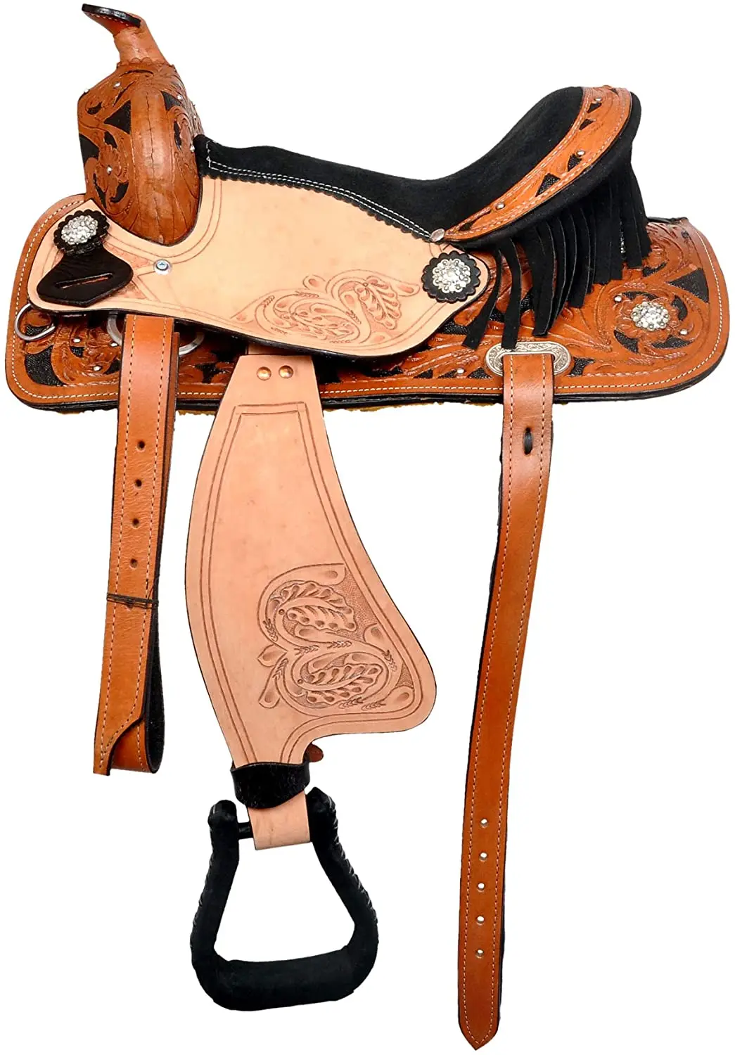  Хрустальное молодежное детское красивое УДОВОЛЬСТВИЕ ТРОПА Премиум качество кожаное седло для лошади в западном стиле с подходящим головным убором нагрудный воротник