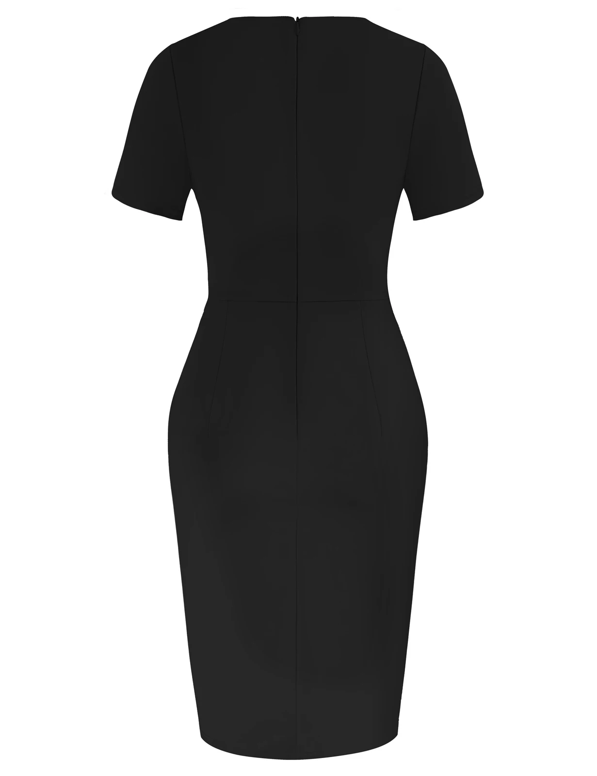 Saias Femininas OEM Ruched Front Dress Short Sleeve V-Neck Wrap Hem Bodycon Office Pleated Casual Dress