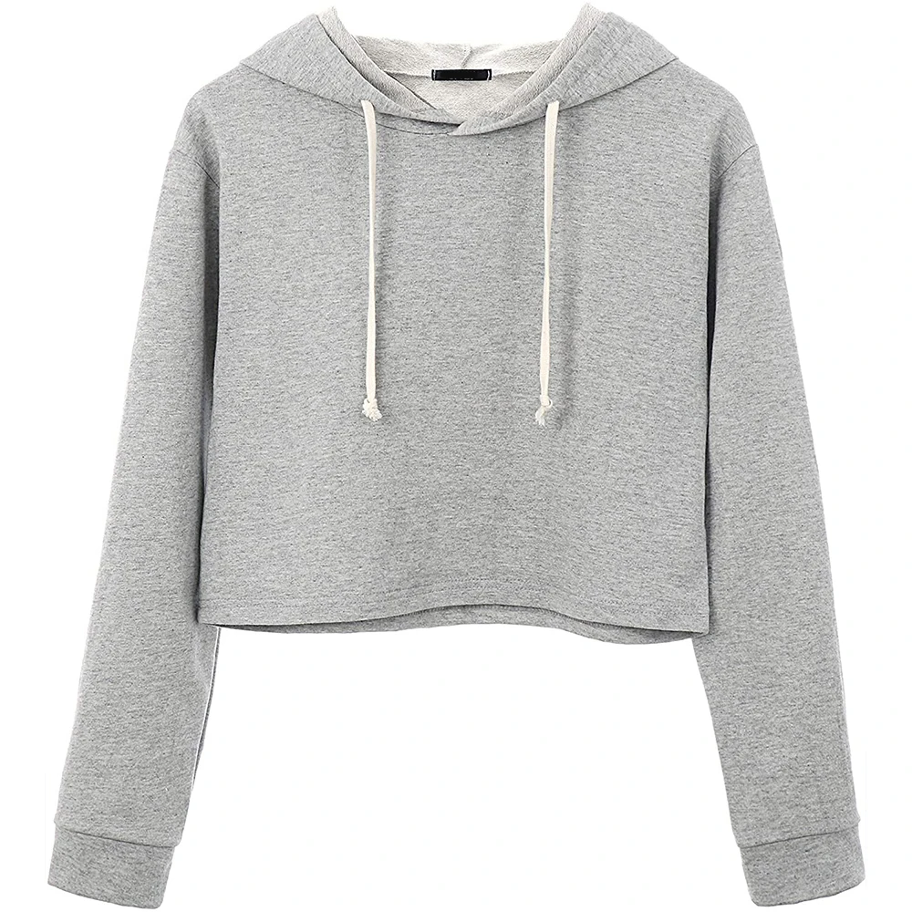 
Wholesale High Quality Custom Plain Sweaters Women Long Sleeve Crop Top Hoodies 