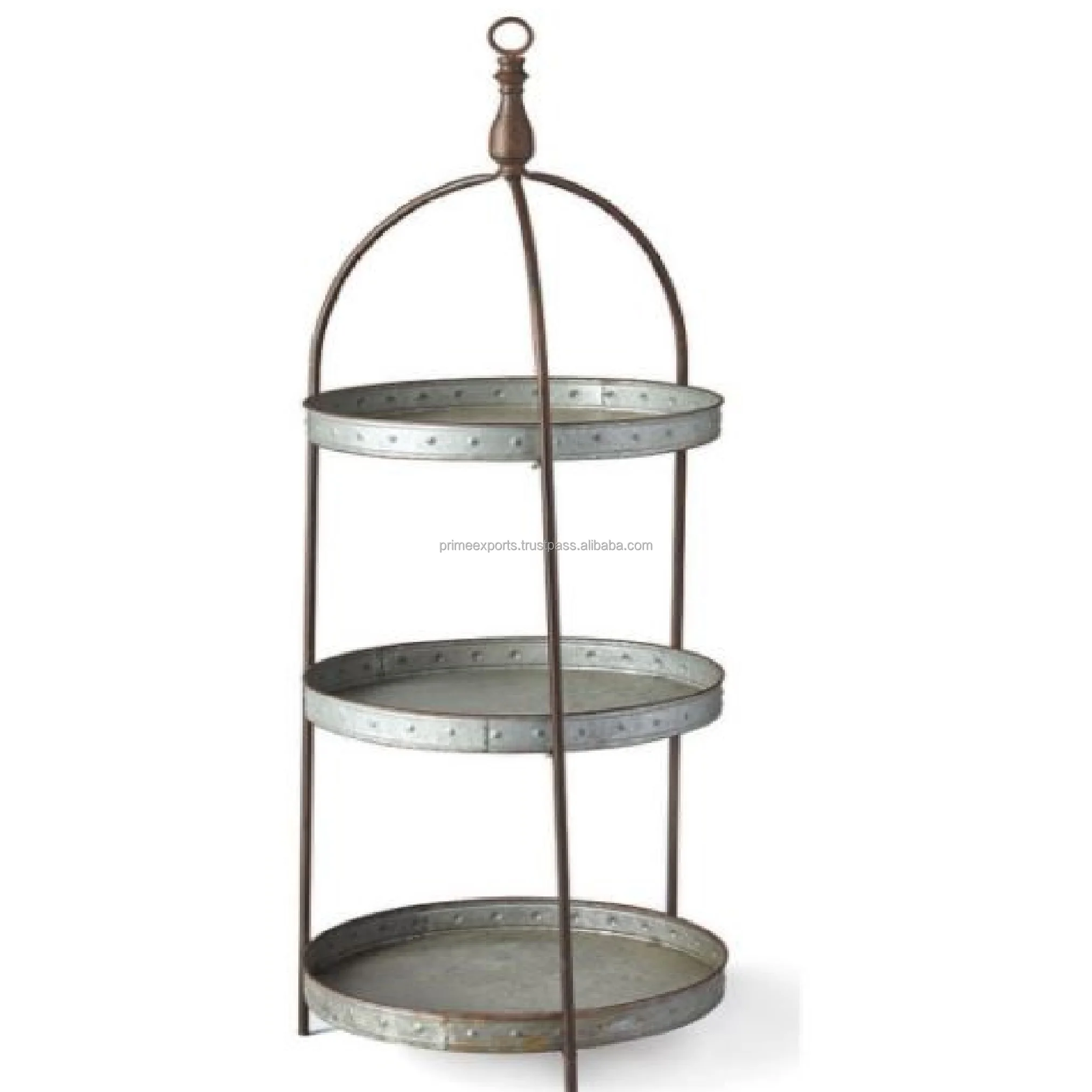 Galvanized three Tier Round Cake Stand With Shinny Polished For Wedding Events  And Festive Decors