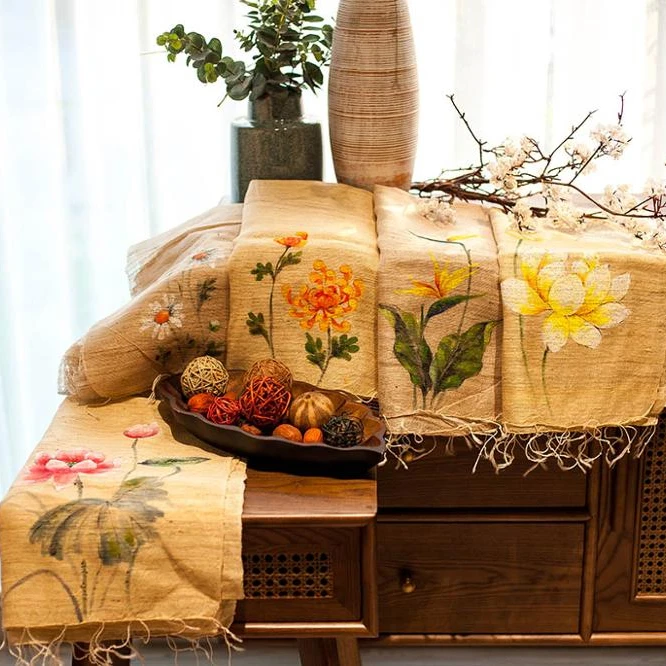 Floral scarves 2020 double faced design by Vietnamese Artist with 100% Natural Silk 80x180cm