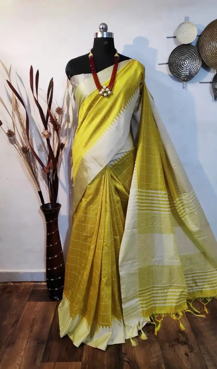 Сари из необработанного шелка с Хади вувен паллу королевскими кисточками n Khadi Wooven каймы со сплетениями блузкой