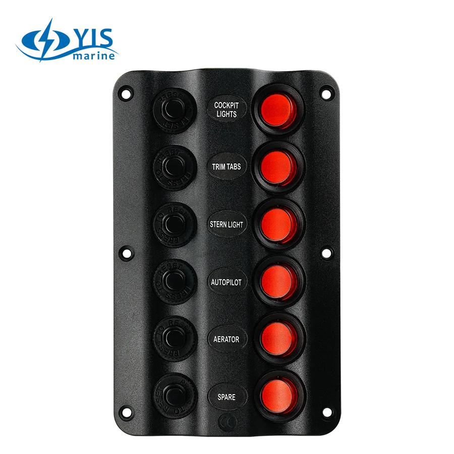 6 Gang 24v rocker switch panel