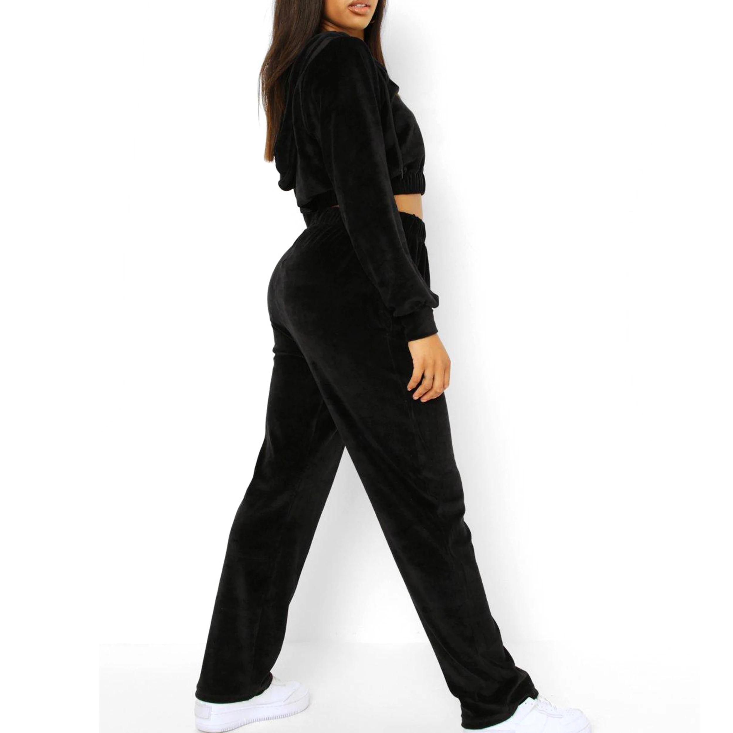 New Fashion Jogging Velour Tracksuit For Ladies Two Piece Set Casual Sports Women Velvet Training Suit
