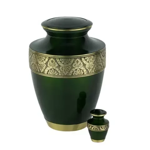 Beautiful Design Green Engraved Tasty Memorial Metal Brass/Aluminum Adults Human Funeral Ashes Cremation urns