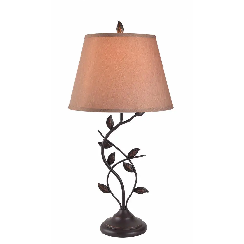 Farmhouse Retro Leaf Design Art Table Lamp Bedside Vintage Decorative Luminous Desk Metal Reading Light For Bedroom Living Room