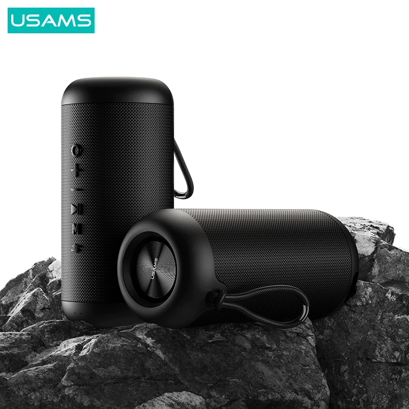 USAMS Portable Outdoor IPX6 Waterproof BT 5.0 Loudspeaker Active Deep Bass Stereo Wireless Speaker
