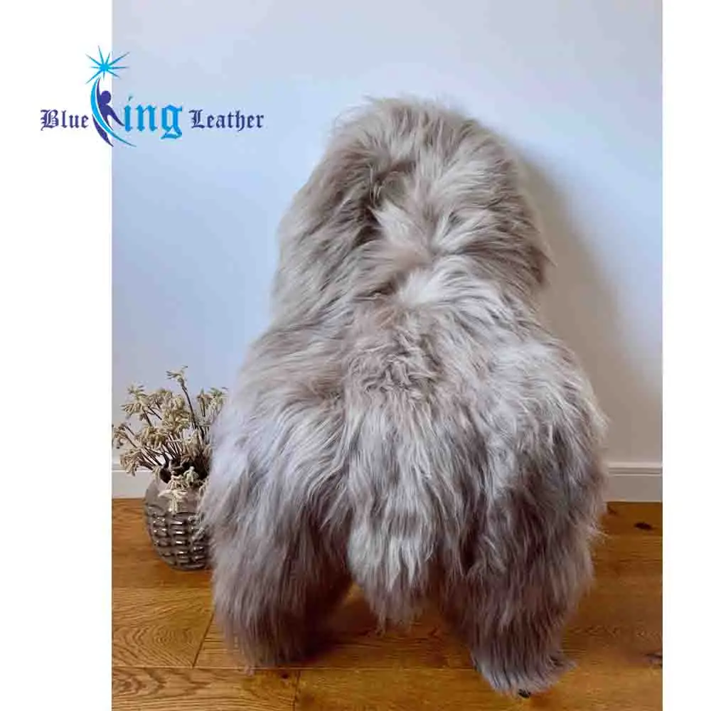 Большой длинный мягкий меховой коврик XL из натуральной исландской овчины серо-Какао-коричневого цвета