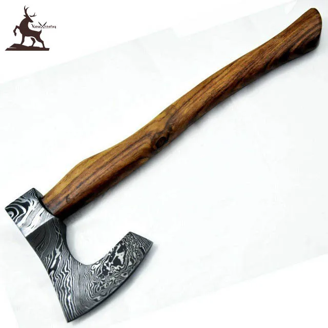 KK Custom Hand Made Damascus Tomahawk Axe Hunting Axe Hacthet Axe, Walnut Handle