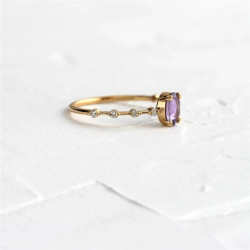 CANNER In Stock Jewelry 18K Gold Plated 925 Sterling Silver Purple Zircon Ring For Woman Ladies
