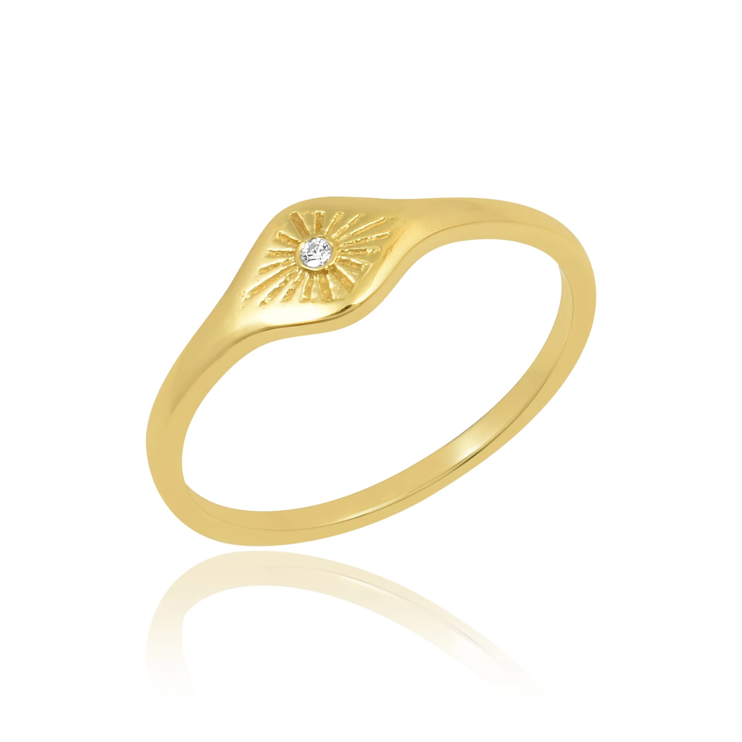 Natural zircon white gemstone gold plated 925 sterling silver jewelry for modern woman for office and signet style