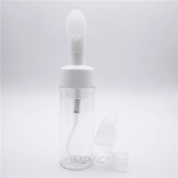 clear empty transparent foam bottle with brush 150 ml for skin care packaging