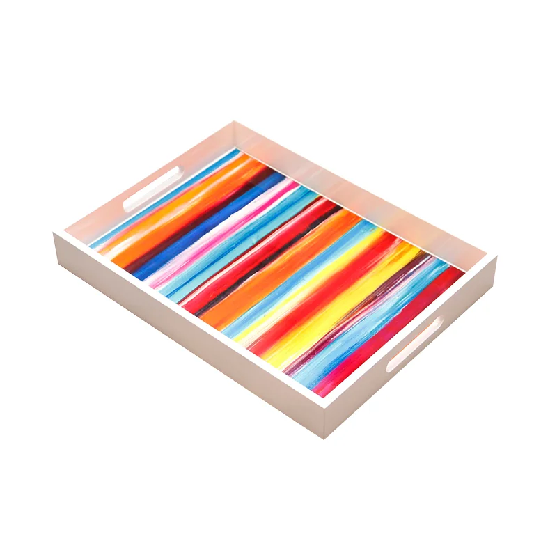 New Arrival Best Price Rainbow Pattern Lacquer Serving tray Wholesale made in Vietnam Manufacturer