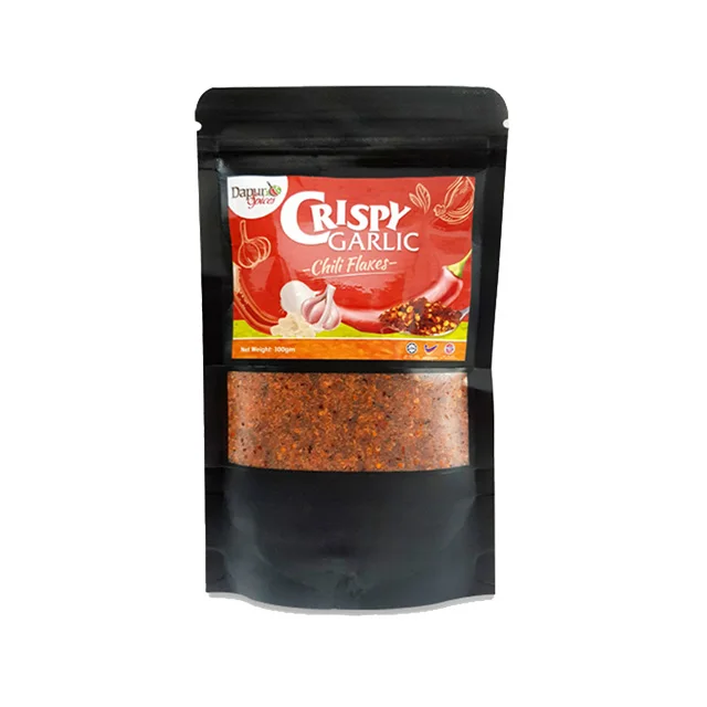 100g Cooking Condiments Seasonings Mixed Spices Made in Malaysia Dapur Spices Brand Crispy Garlic Chili Flakes Pack in Paper Bag