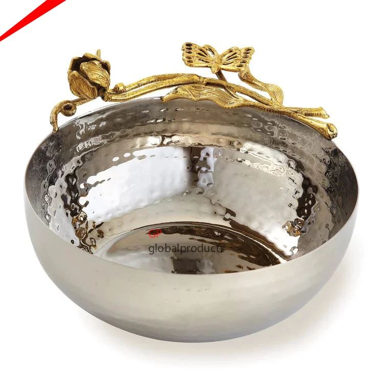 high quality copper plated metal serving bowl with high finished salad fruit kitchenware serving bowl decorative serving bowl