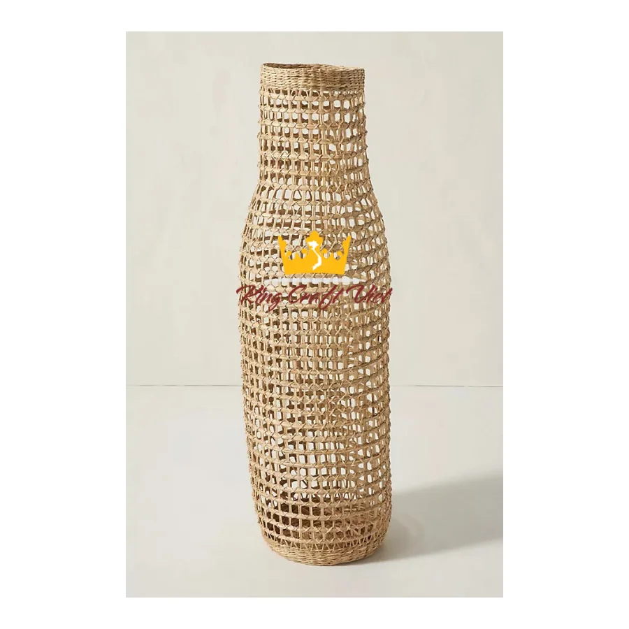Top Item Natural Tall Straw Seagrass Vase Open Weave Floor Flower Vase Table Vase Decorative Home Office Hotel from Vietnam FBA