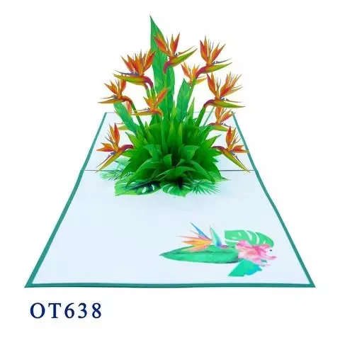 Bird Of Paradise Flowers 3D Pop Up Card Handicraft Flowers Greeting Paper Vietnam Blossom Flower Wholesale Handmade Kirigami