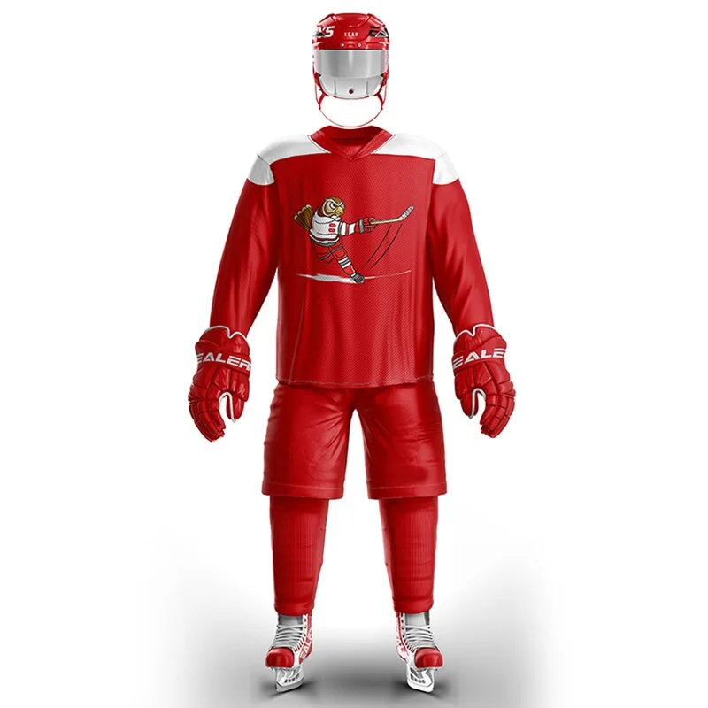 Лидер продаж OEM сервис Fcatory мужская красная сублимированная форма для хоккея с шайбой