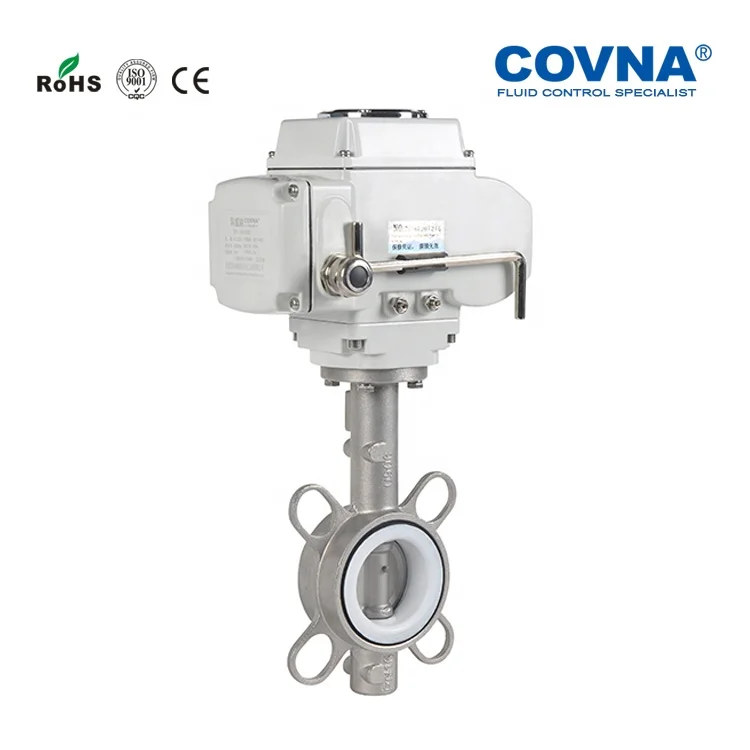 DN50 SS304 нержавеющая сталь PTFE линейный моторизованный электрический привод клапан-бабочка
