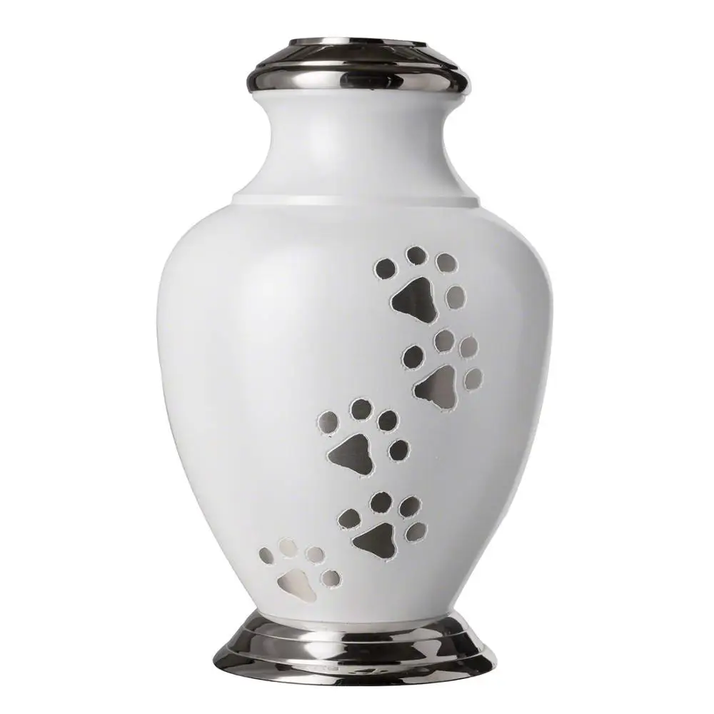 Black with Silver Paw design Pets Metal Brass/Aluminum Cremation urns for Funeral Ashes