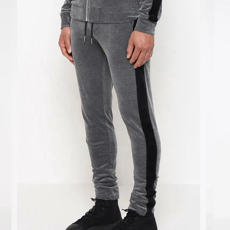 MEN`S VELOUR VELVET JOGGING RUNNING SWEAT SUIT HOODED FITNESS GYM TRACK SUIT