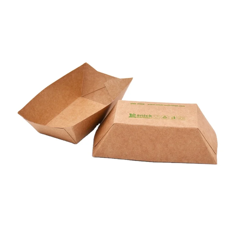
Disposable Kraft Cardboard Food Paper Tray Chips Box Food Take Way Box Boat Tray 