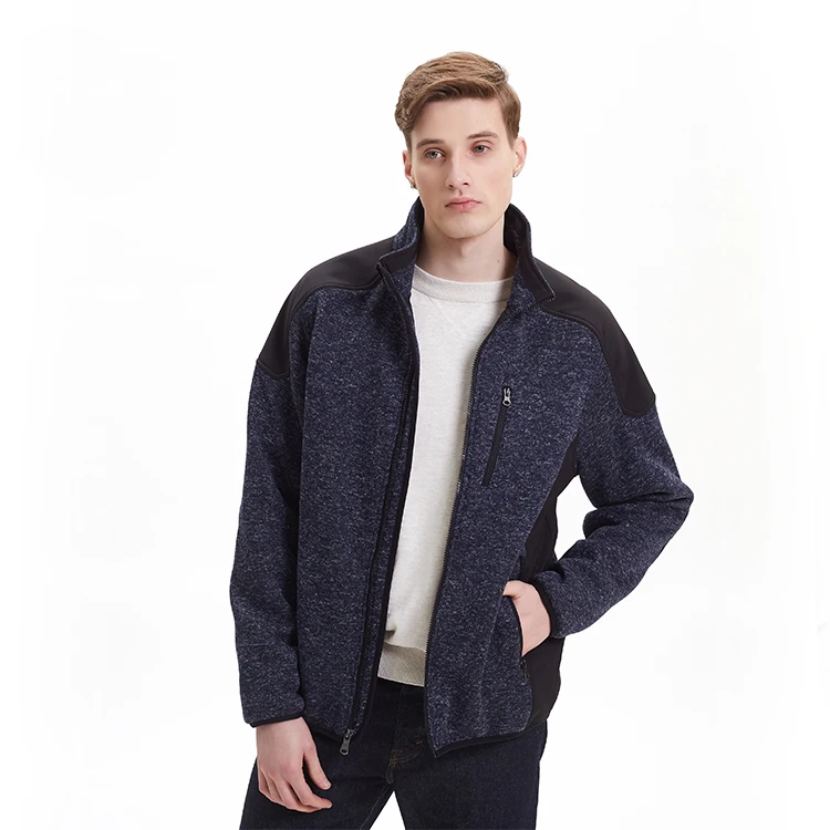 Autumn Men Knitted Fleece Lined Outdoor Softshell Jacket Warm