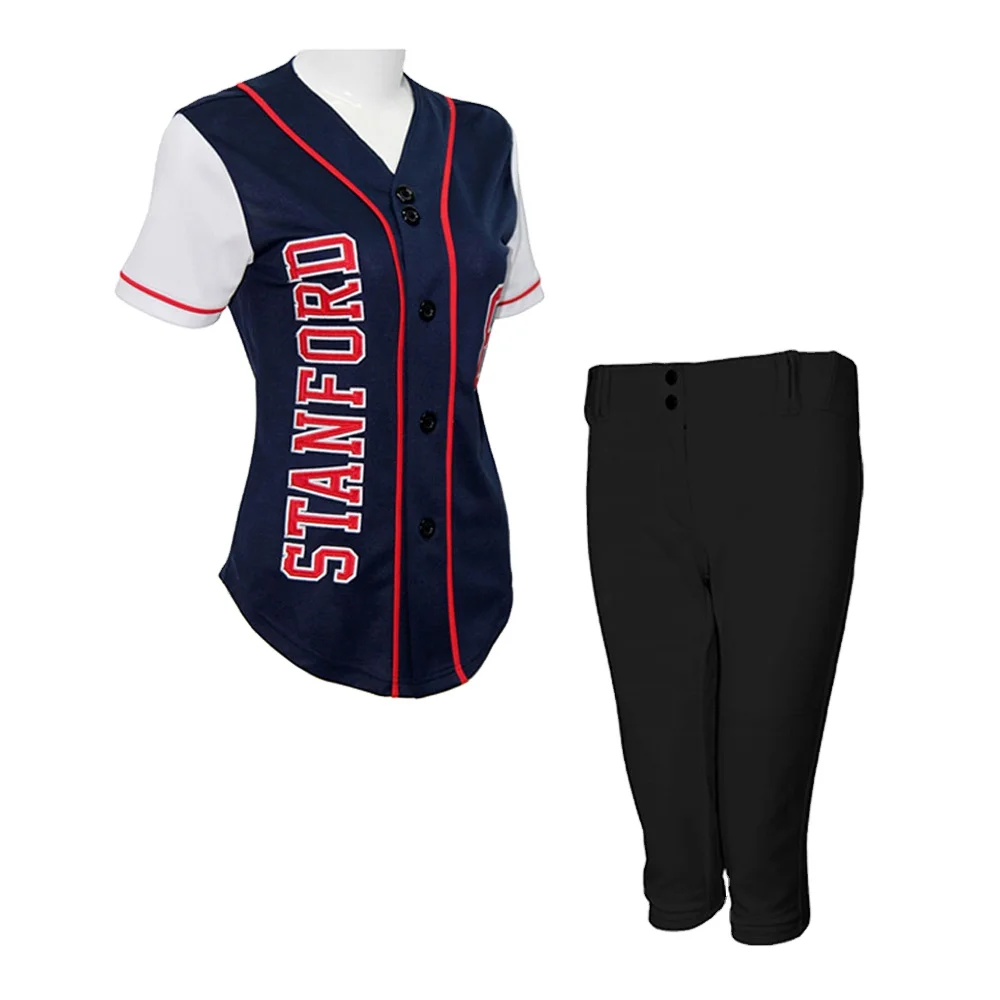 Wholesale Custom Sublimation Printing Cheap Blank 100% polyester Short Sleeve Women Softball uniform Baseball Jersey