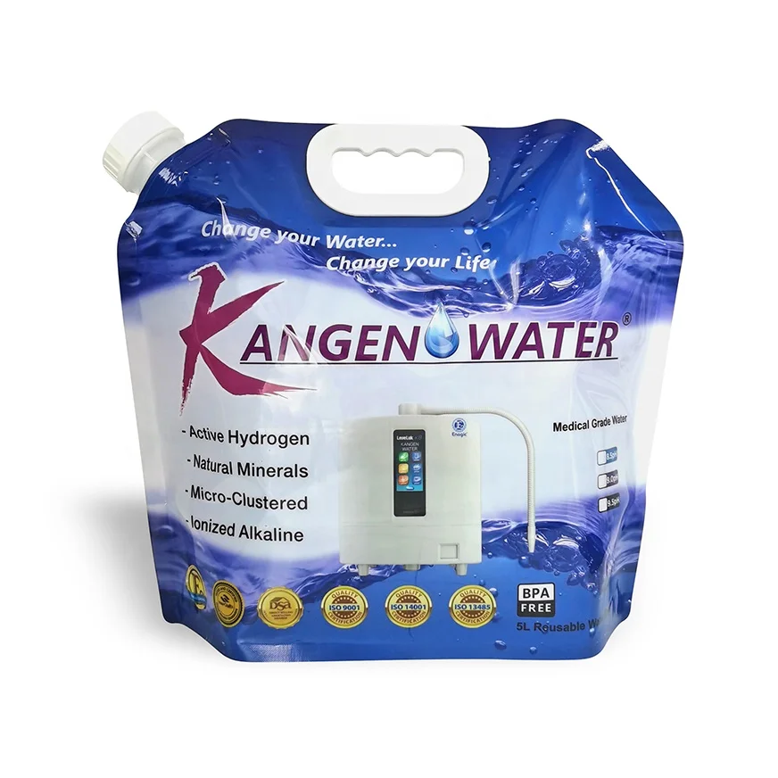 Hot Sale Purple machine Plastic 5 Liter Foldable Alkaline Kangen Water Bag For Drink