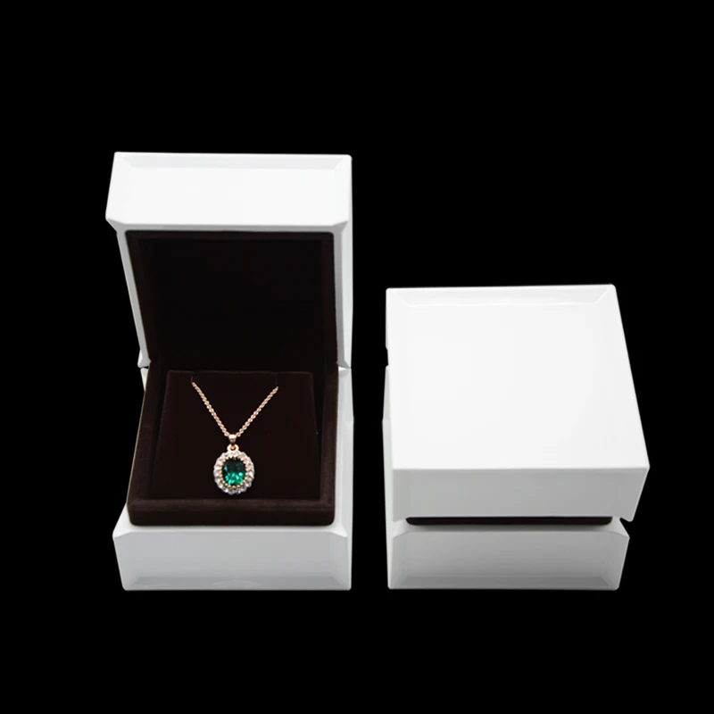 wholesale custom plastic velvet white black jewelry packing box ring