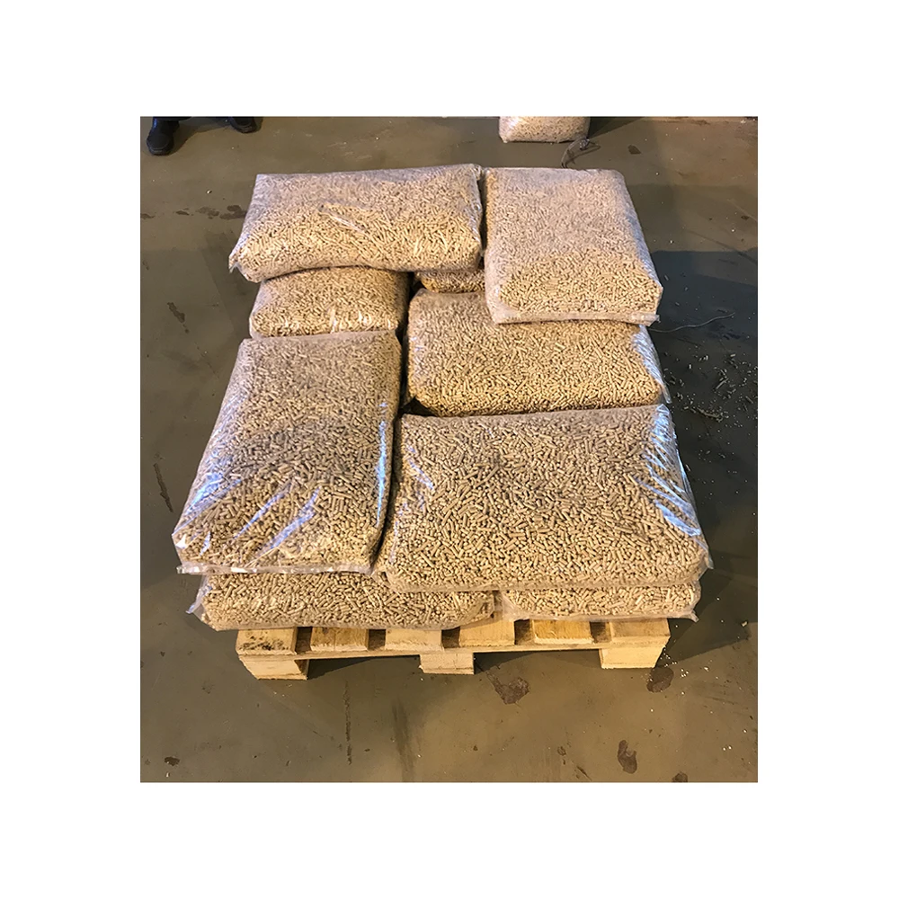 High quality wooden pellets compacted natural solid fuel in bulk from manufacturer, 15 kg plastic packs