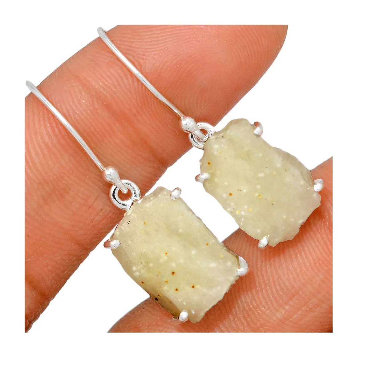 Серьги-кольца из стерлингового серебра женские серьги с серебряным покрытием и Индийским ливийским пустынным стеклом массивные от индийского продавца