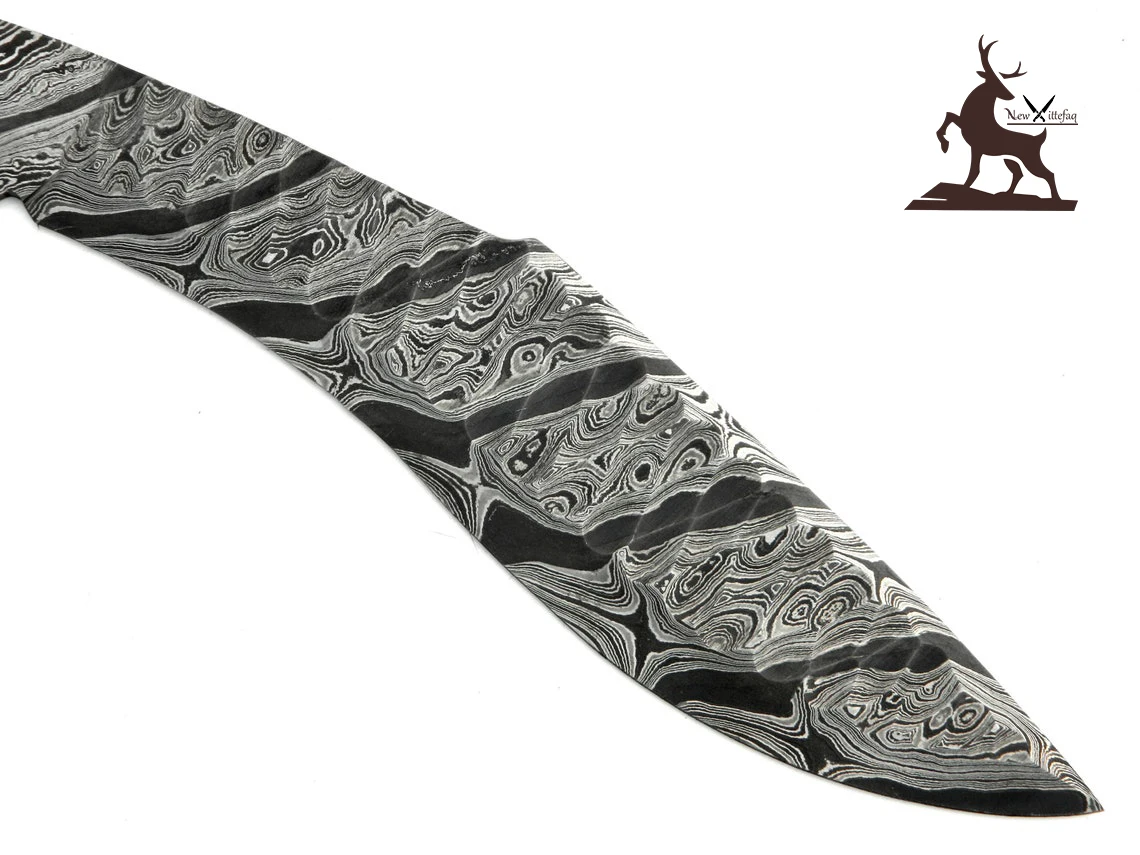 wholesale Damascus hunting knife blank blade handmade forged full tang with leather sheath hunting, camping, Kukri knife