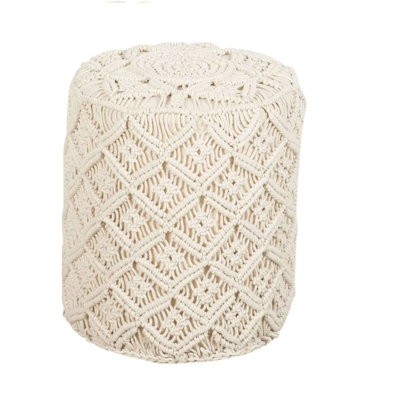 Isar International Macrame Pouf Various Sizes Home Decor for Christmas Holiday Gifting Stylish Thanksgiving Day Present