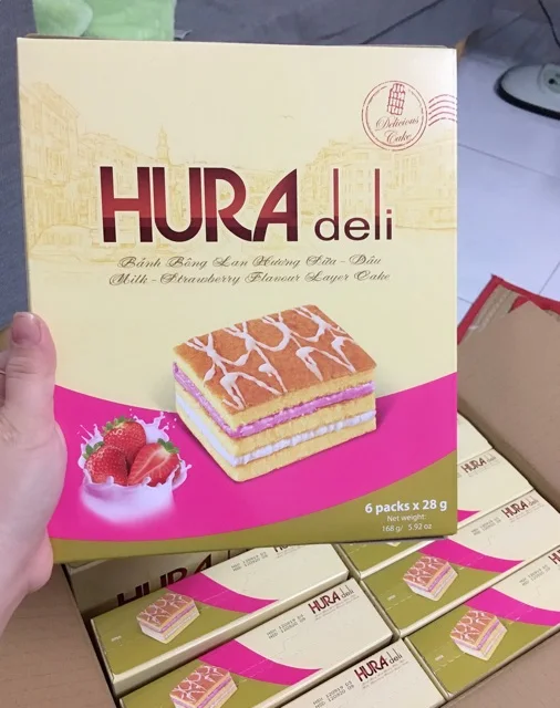 (BIBICA BRAND) HURA DELI STRAWBERRY MILK  336G SPONGE CAKE VIET NAM