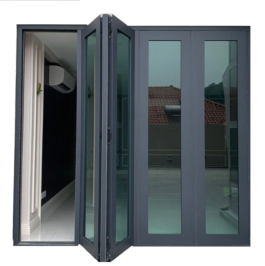 Aluminum folding door customized waterproof exterior aluminium glass bifold patio sliding bi folding door glass front entry doo