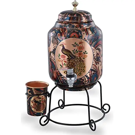 Stone Printed Copper Water Cooler Pot Wholesale Exporter New Design Handmade Copper Water Customized Size And Shape Daily