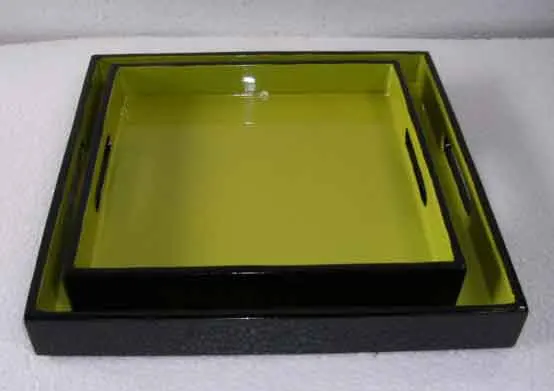 Set of 2 Vietnam square lacquer trays for home-decor, tableware, houseware, kitchenware.