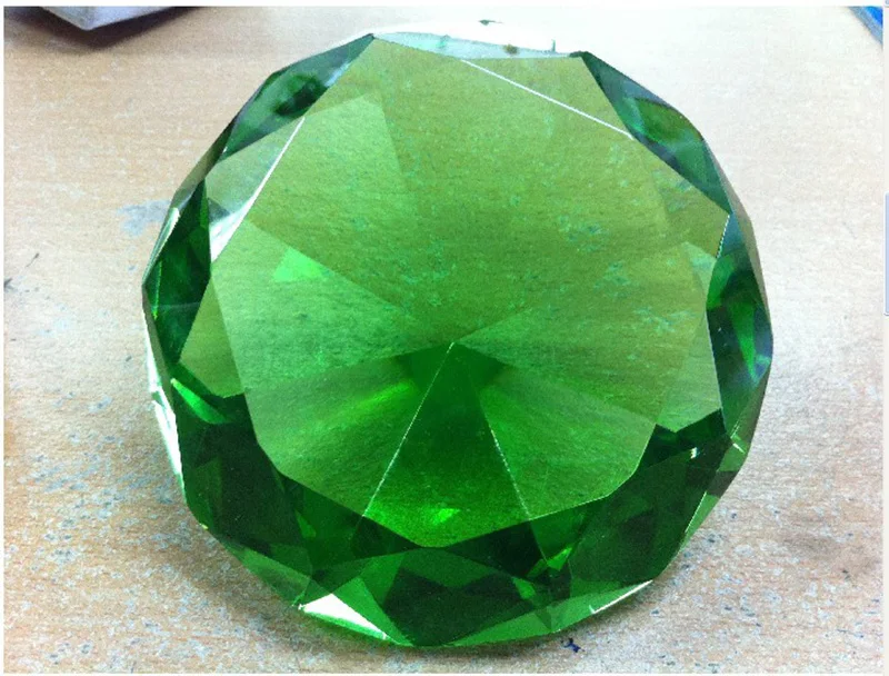 handmade glas green color paper weight wedding crystal diamond