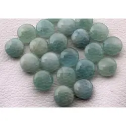 Natural Aquamarine Loose Cabochon Top Drilled Gemstone Handmade Stone Round shape Jewelry making stone Size 12MM