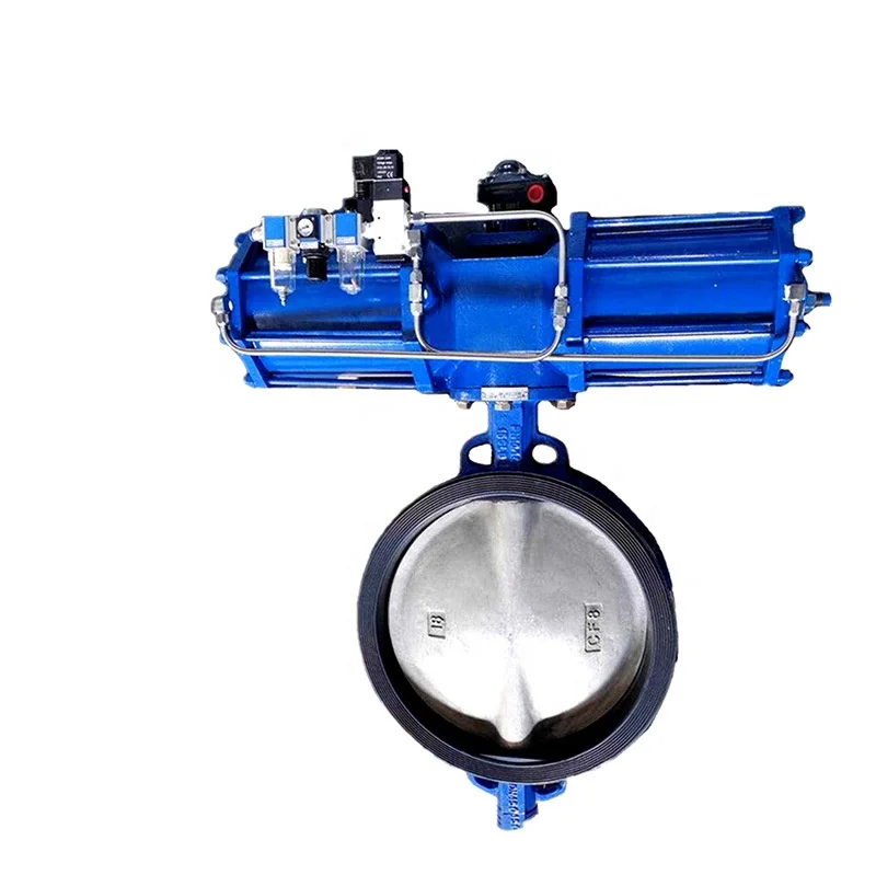 AW Pneumatic Actuator Spring Return Double Acting Pneumatic Wafer Type PTFE Butterfly Valve