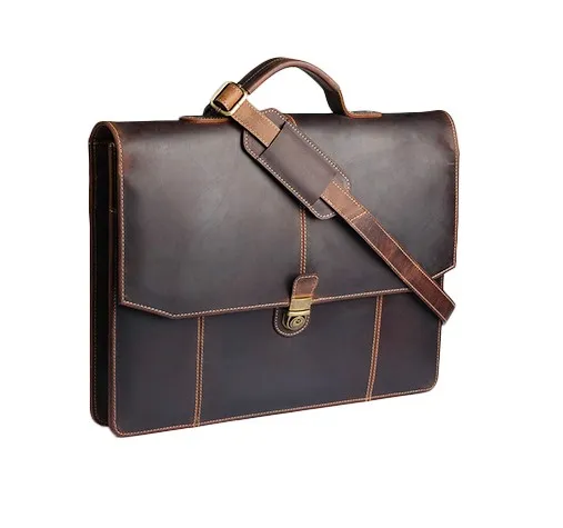 2021 Classic Business Vintage Real Genuine Leather Messenger Bag Laptop Bag for men