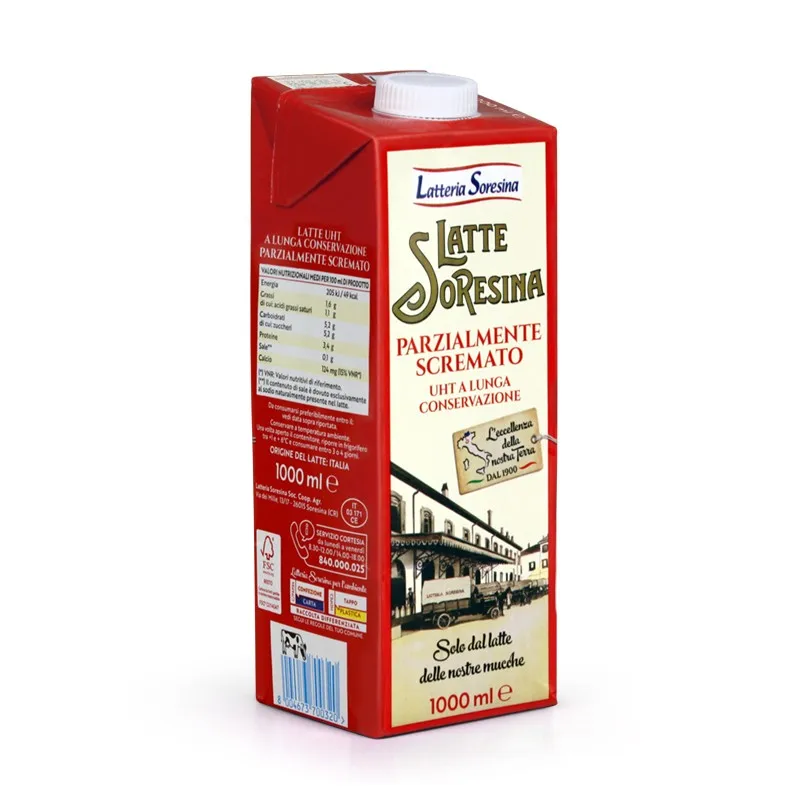 Premium Quality Made in Italy Semi-skimmed milk Soresina EDGE 1000 ml For Sale