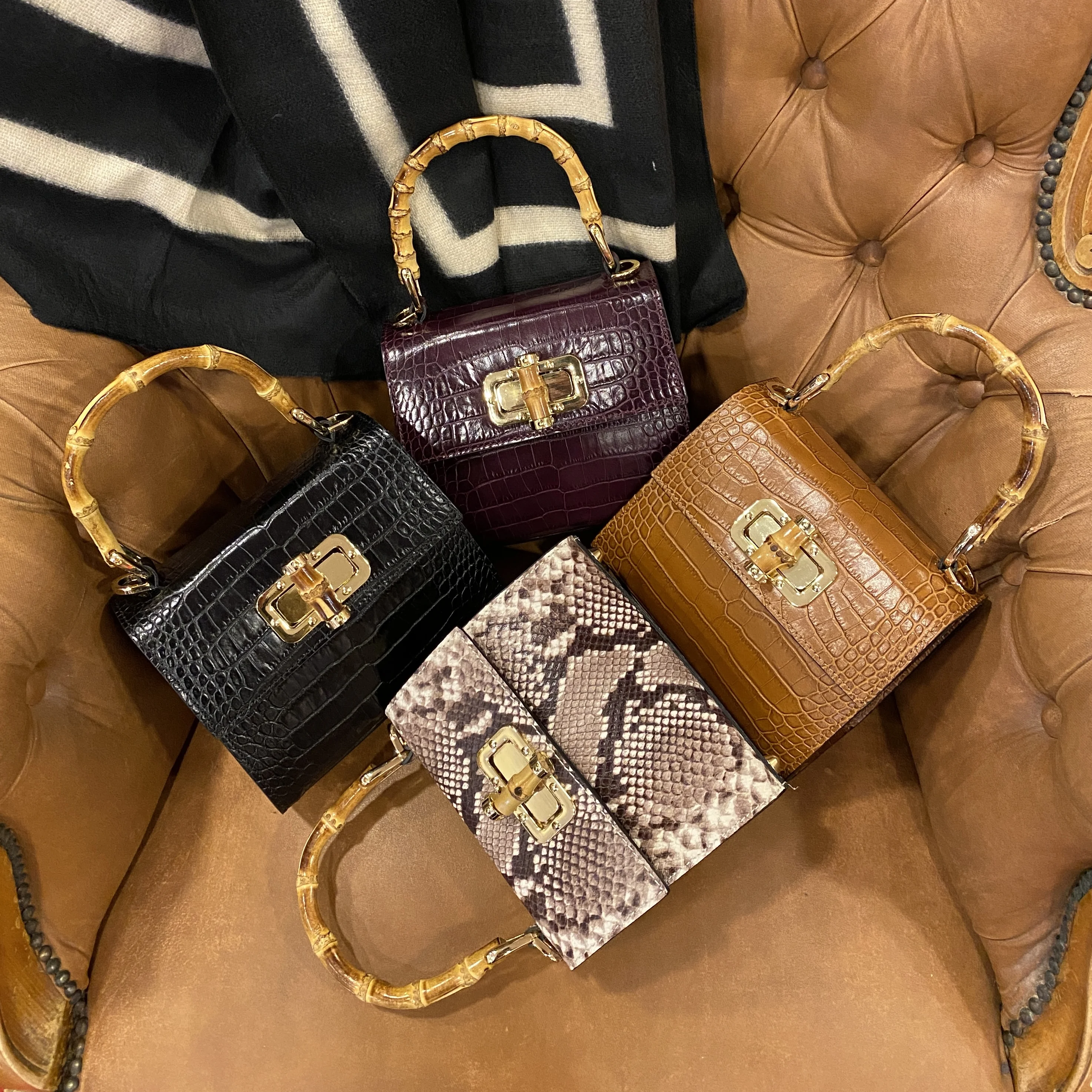 Italian Leather Bag Handbags Made in Italy Women hand bags High Quality Bamboo